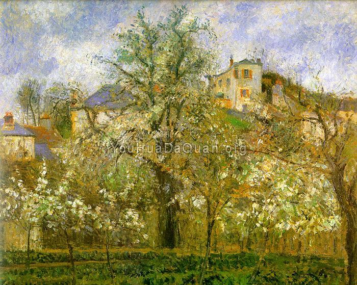 Kitchen Garden with Trees in Flower, Pontoise - 卡米耶·毕沙罗